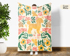 Custom Name Floral Poodle Blanket, Personalized Cozy Retro Puppy Throw, Vintage Dog Lover Gift for Teens Adults Dog Moms