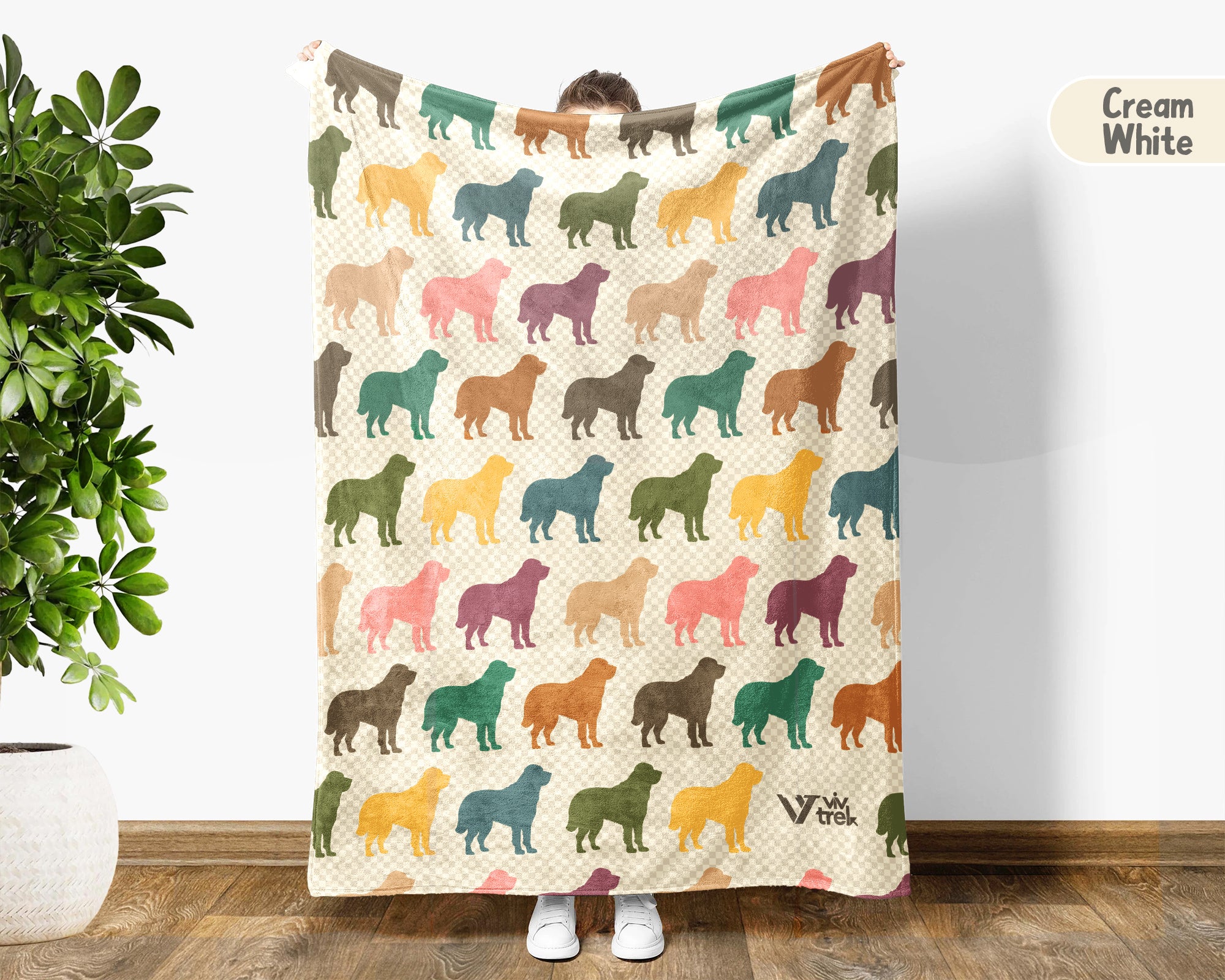 Retro St Bernard Dog Blanket Cozy Puppy Throw Cute Pet Fleece Blanket Vintage Style Dog Breed Gift Home Decor Idea