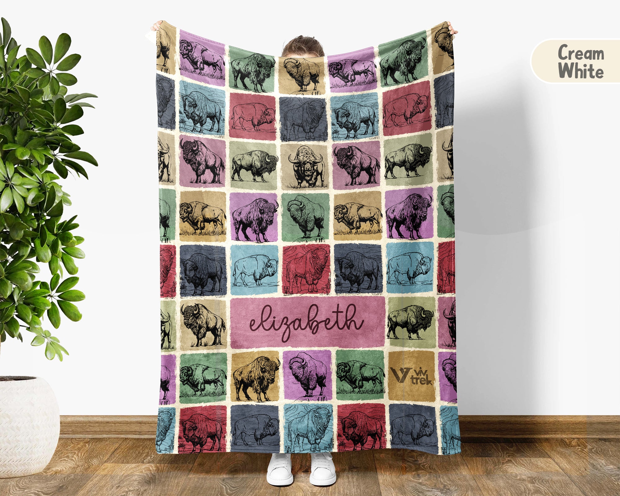 Personalized Bison Blanket Custom Name Rustic Buffalo Throw Cozy Wildlife Decor Western Inspired Gift Unique Nature Home Accent