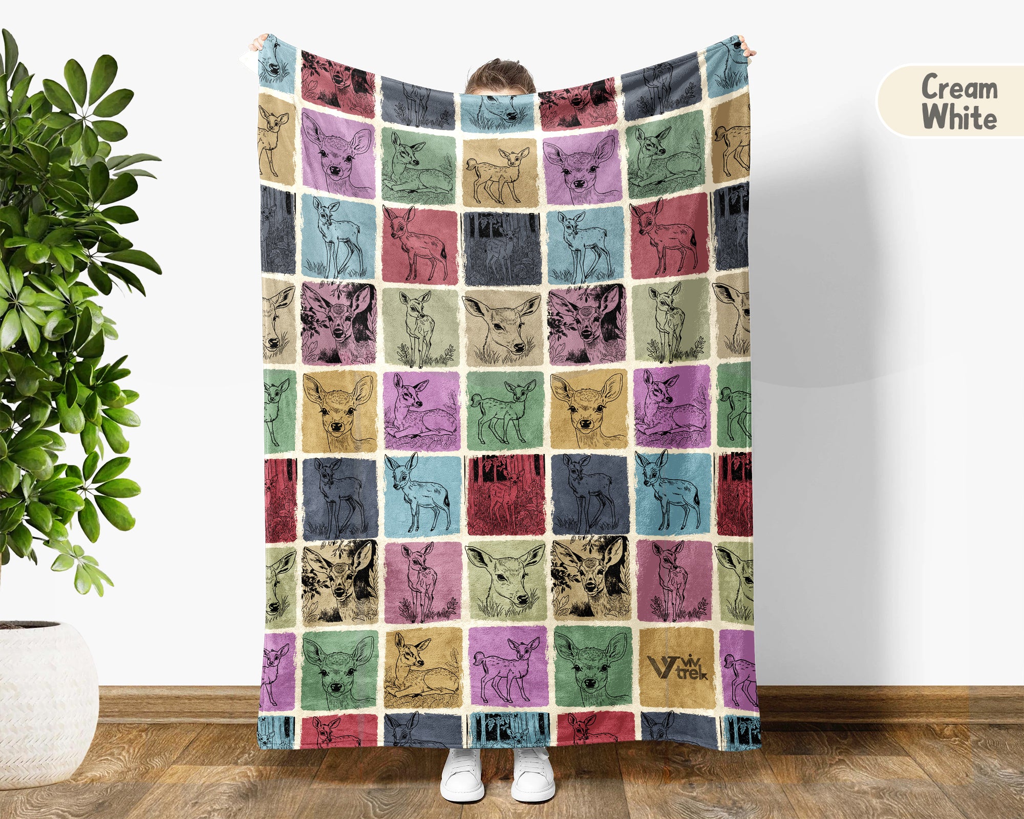 Vintage Baby Deer Blanket, Bambi Inspired Woodland Throw, Cozy Wildlife Animal Blanket, Rustic Nature Gift for Kids Adults Home Decor