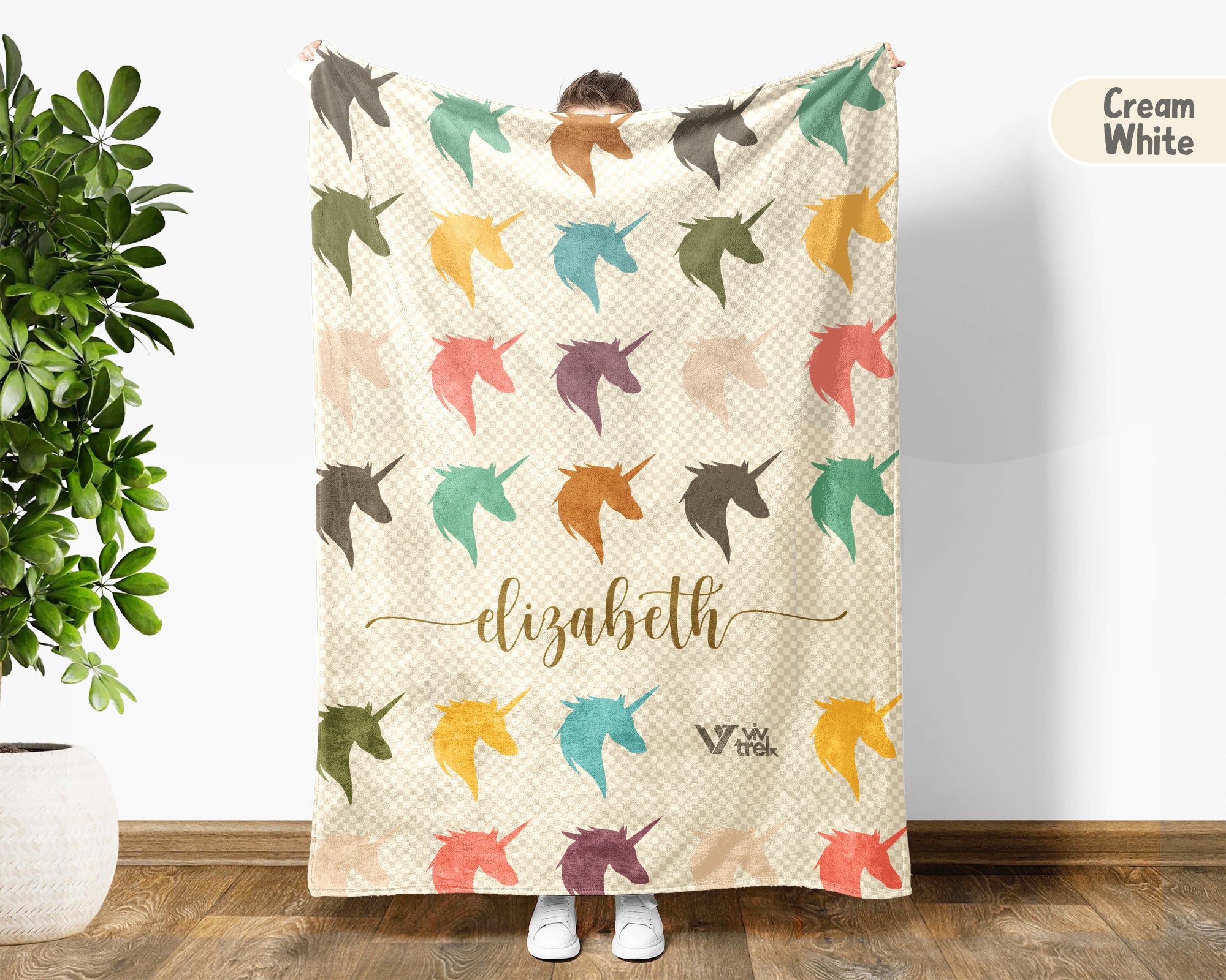 Personalized Unicorn Blanket Kids Custom Name Rainbow Nursery Throw Magical Creature Pastel Forest Cozy Fleece Decor Gift