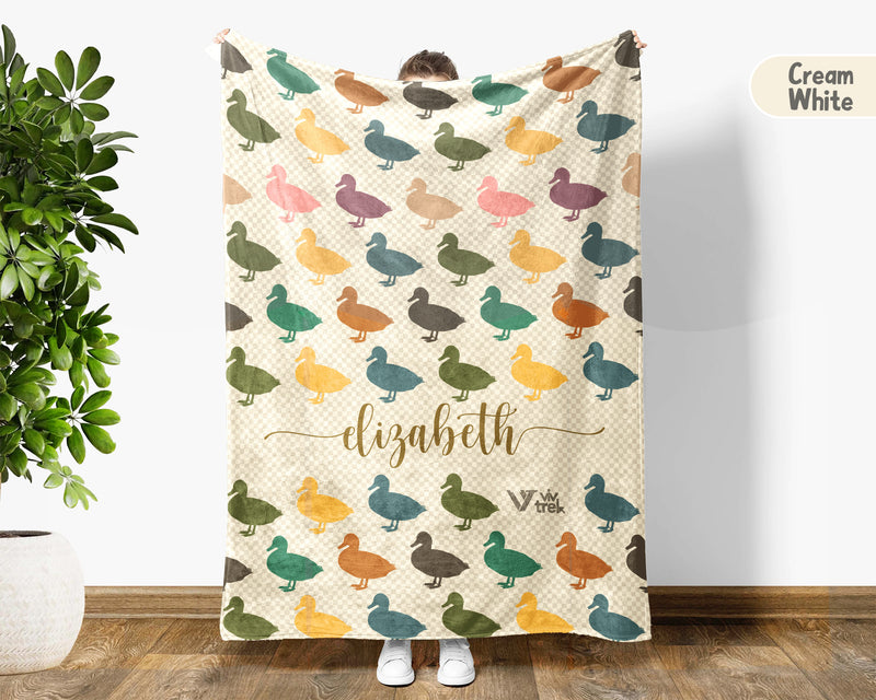 Custom Name Duck Lover Blanket – Vintage Wildlife Farm Animal Throw