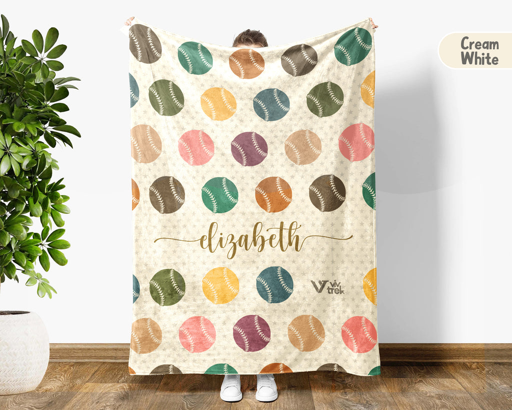 Personalized Name Baseball Throw Blanket – Cozy Gift for Baseball Lovers