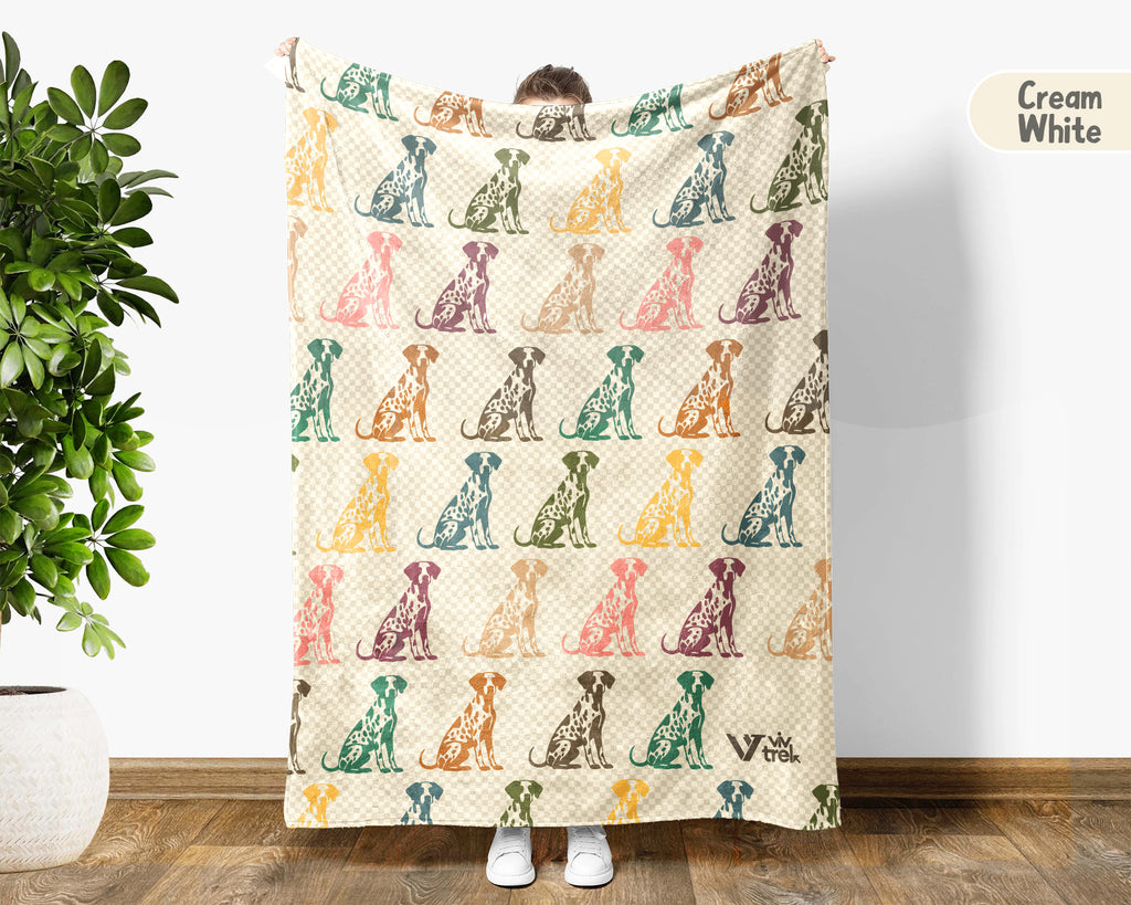 Vintage Dalmatian Blanket, Retro Dog Lover Throw, Cozy Dalmatian Puppy Fleece Blanket, Unique Pet Blanket for Kids and Adults