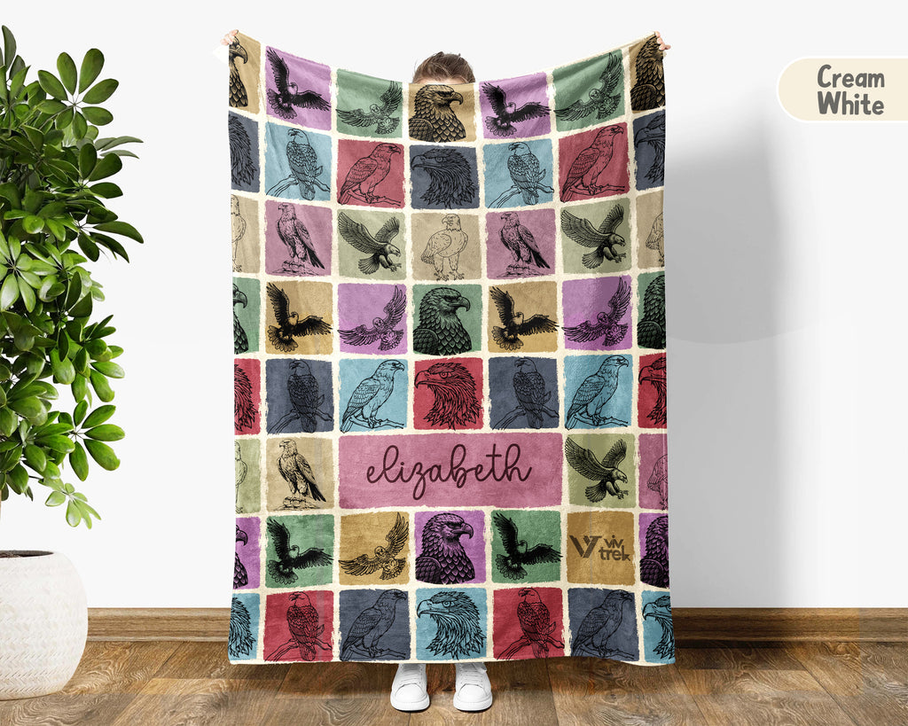 Personalized Name Eagle Blanket – Cozy Vintage Throw for Bird Lovers