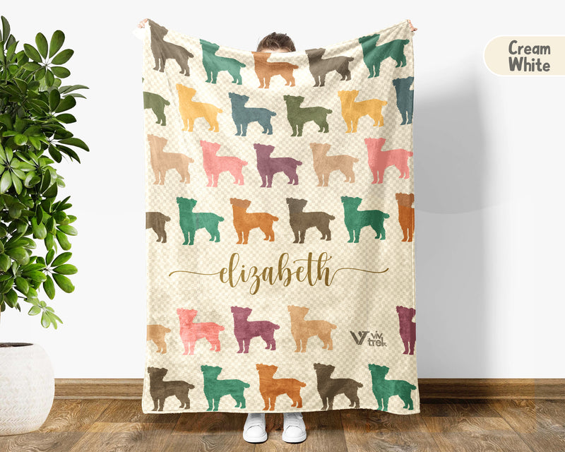 Custom Name Retro Maltese Blanket, Personalized Puppy Throw for Dog Lover Bedroom Decor and Cozy Pet Gift Ideas