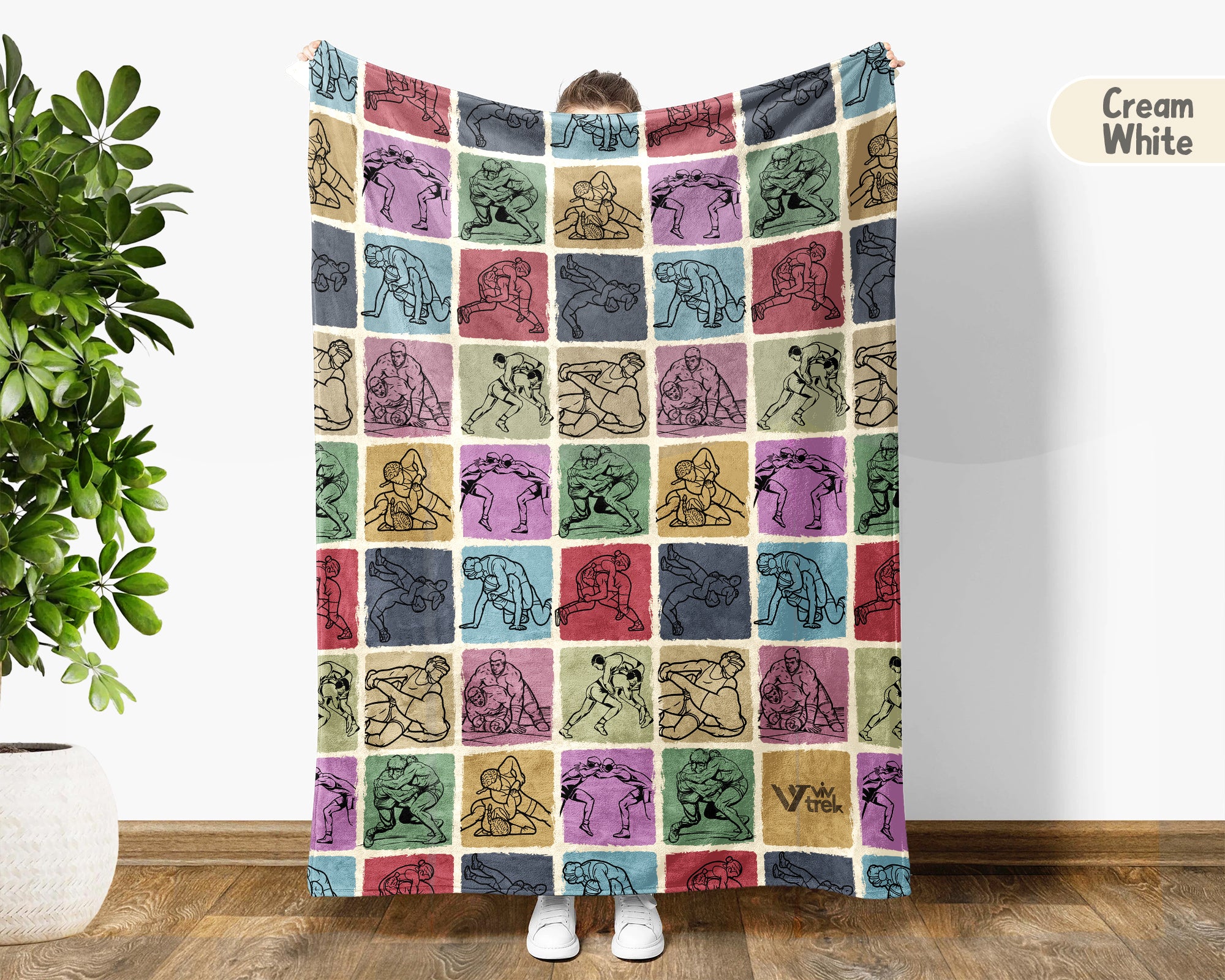 Vintage Wrestling Graphic Fleece Blanket - Retro Sports Decor Gift
