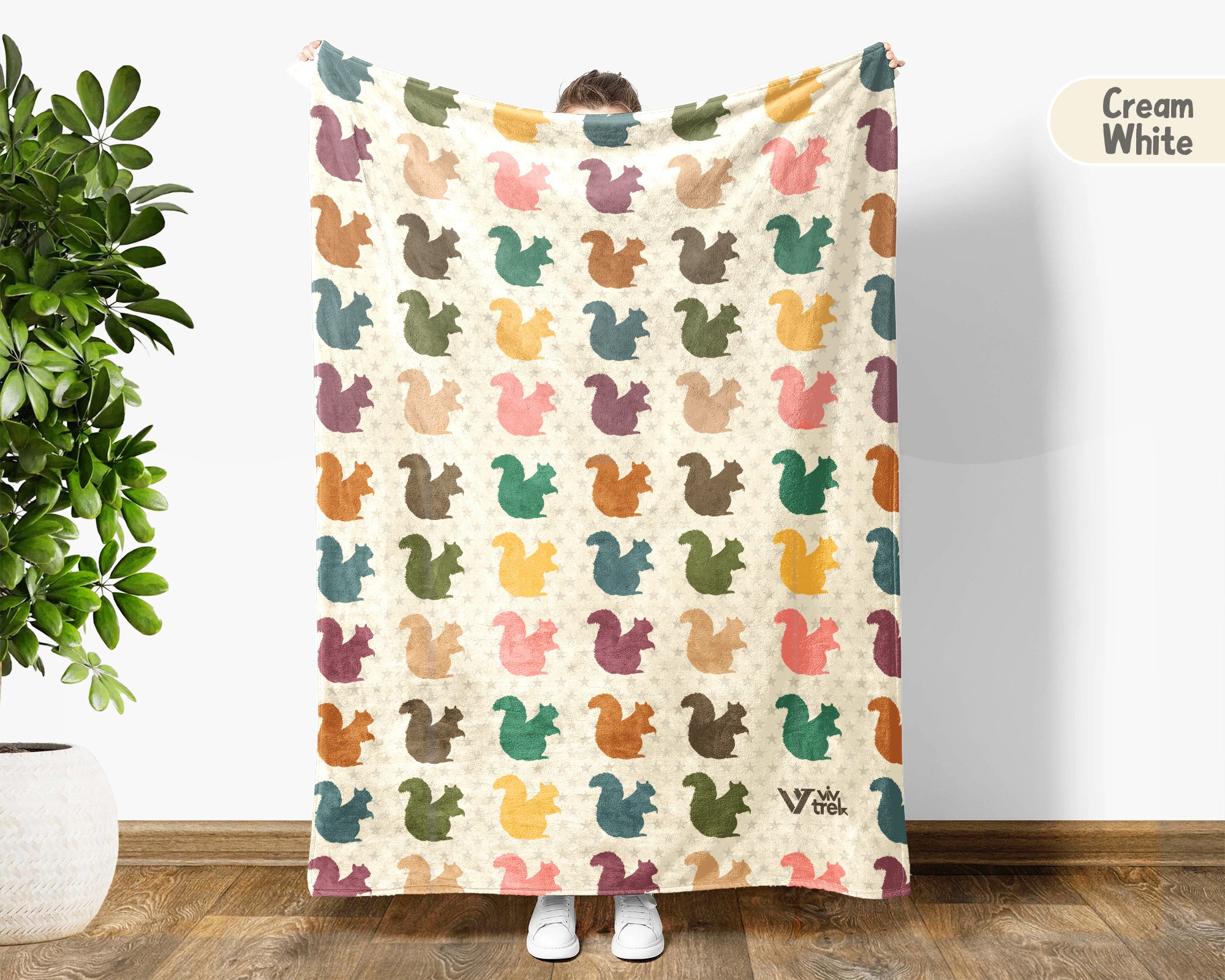 Funny Squirrel Lover Blanket Retro Woodland Cozy Nature Throw Gift