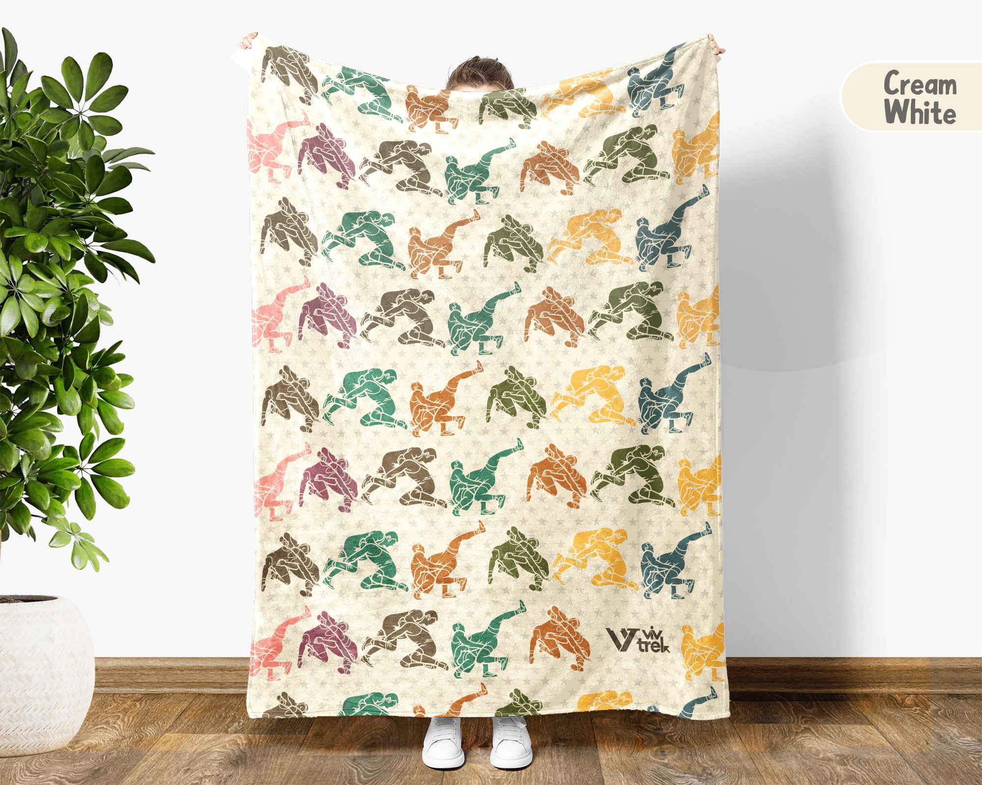 Retro Wrestling Lover Fleece Throw - Vintage Athletic Decor Gift