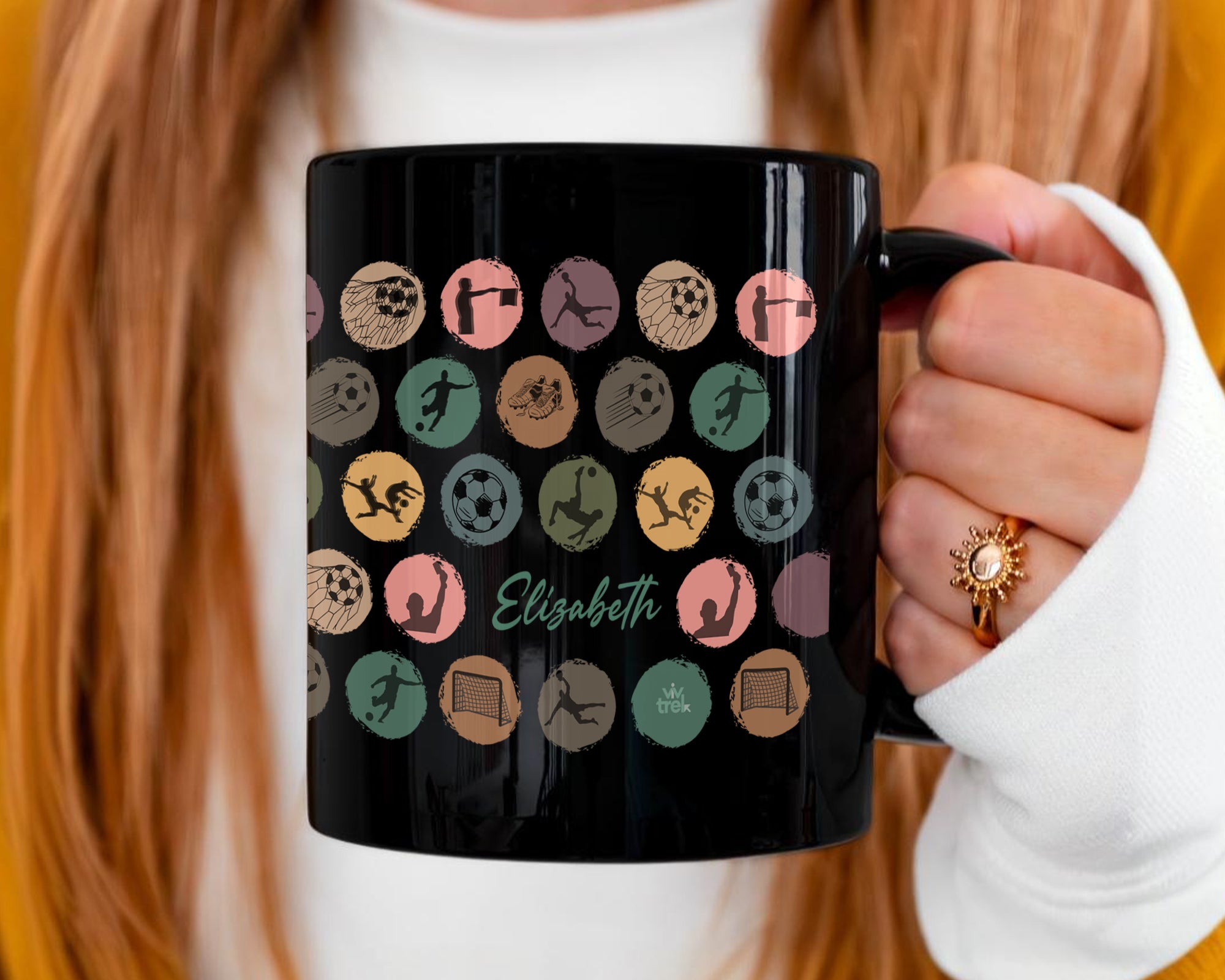 Custom Soccer Mug, Retro Personalized Name Football Coffee Cup, Unique Soccer Lover Gift, Sports Fan Drinkware, Player Gift Mug