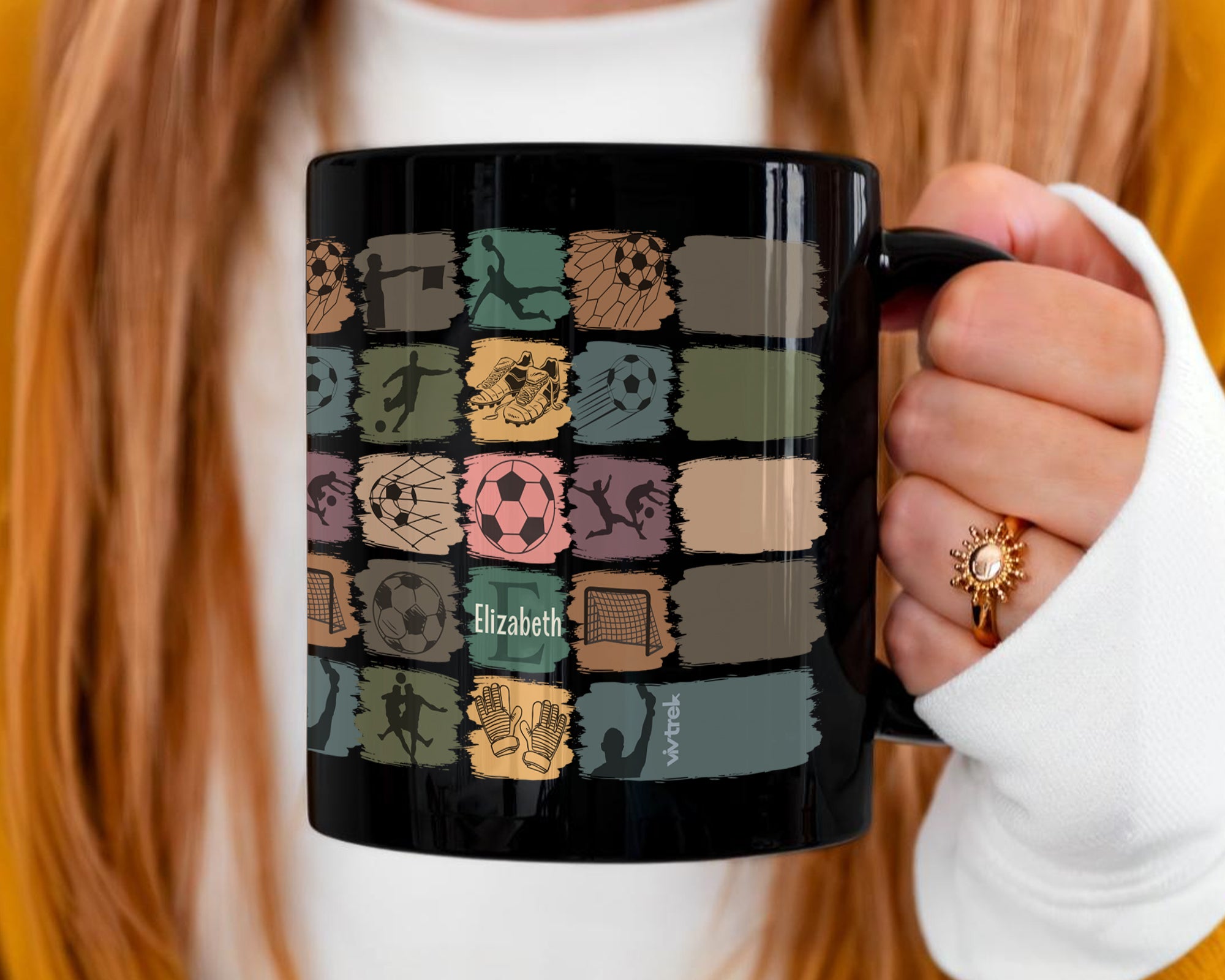 Retro Custom Soccer Mug, Personalized Name Football Coffee Cup, Unique Soccer Lover Gift, Cozy Sports Fan Drinkware, Player Gift Mug