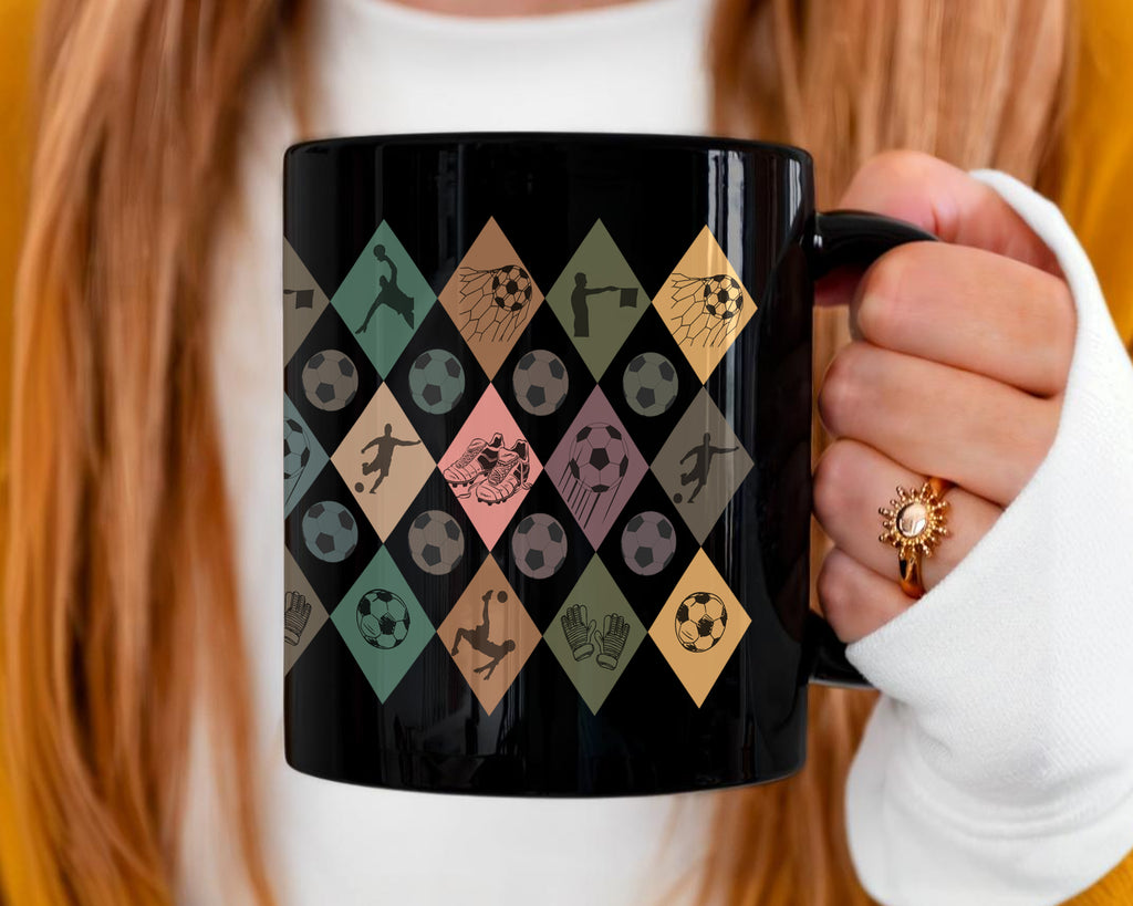 Retro Custom Soccer Mug, Personalized Name Football Coffee Cup, Unique Soccer Lover Gift, Vintage Sports Fan Mug, Player Gift Drinkware