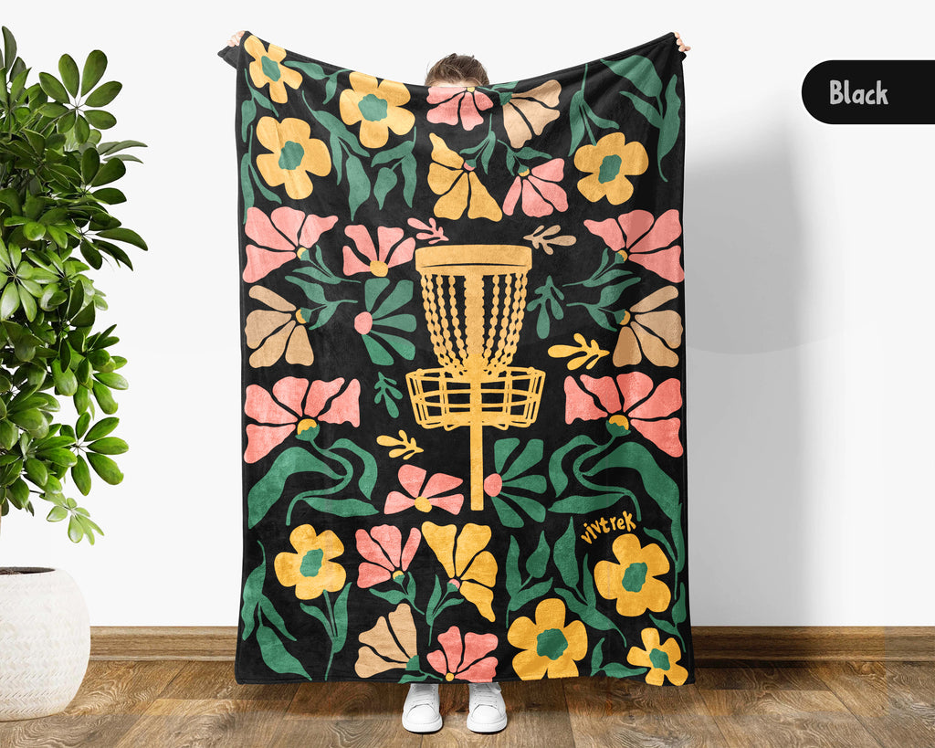 Floral Disc Golf Blanket – Cozy Throw for Disc Golf Fans