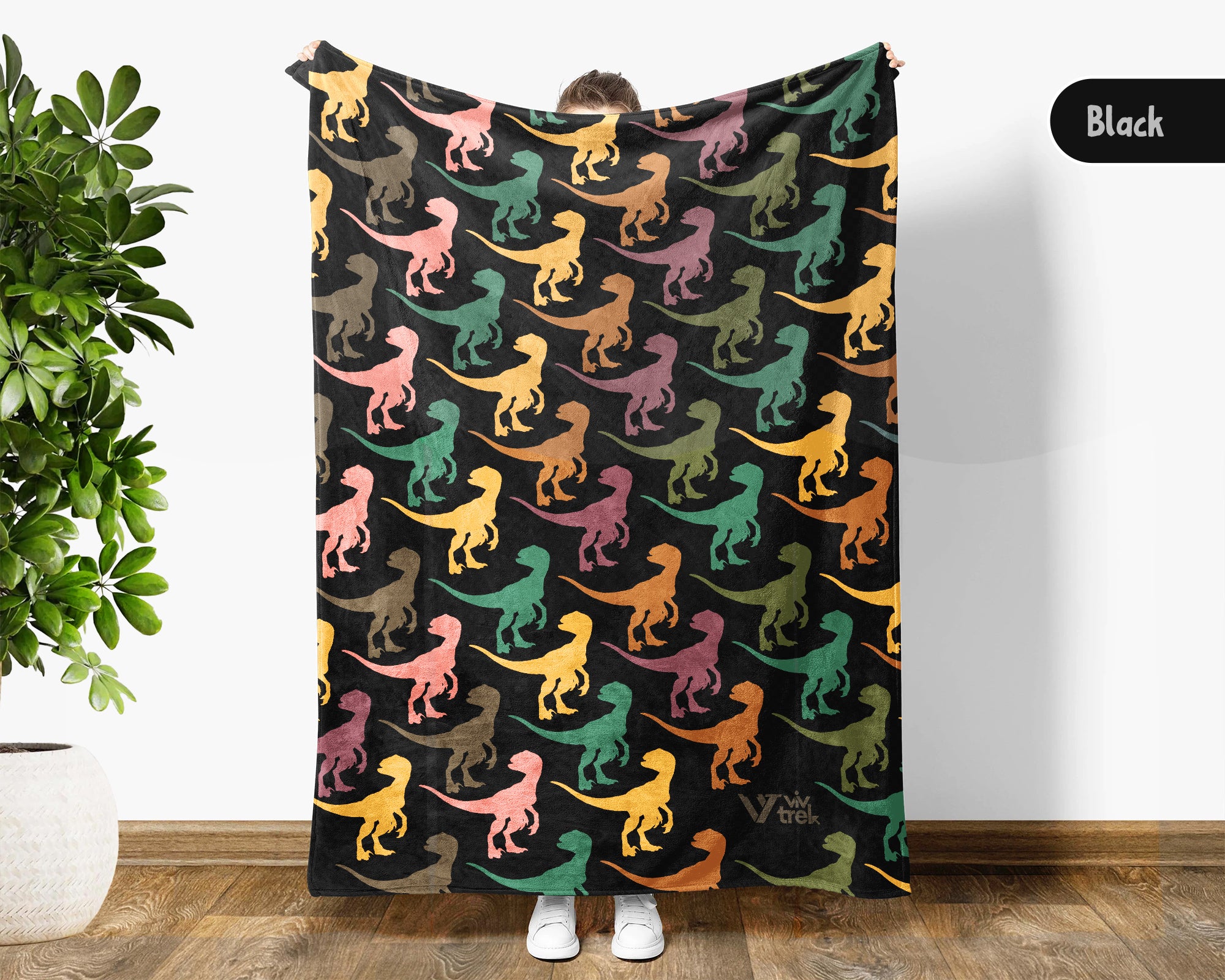 Retro Velociraptor Dinosaur Blanket Cozy Dino Lover Throw Vintage Paleontology Fleece Blanket Unique Jurassic Era Gift Home Decor Idea