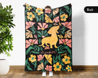 Personalized Name Floral Dachshund Blanket, Cozy Wiener Dog Lover Throw