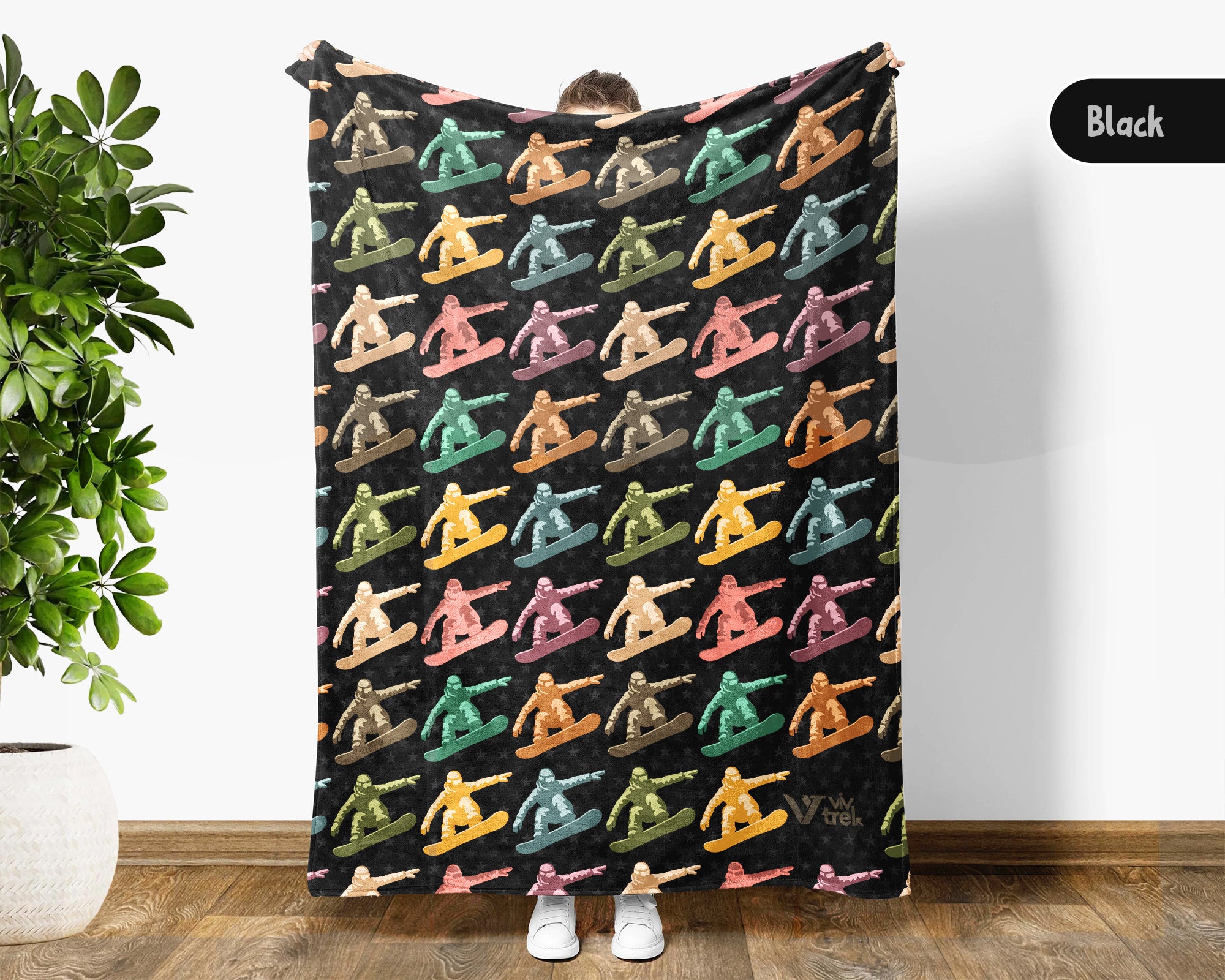 Vintage Snowboarding Blanket – Cozy Throw for Winter Sports Lovers