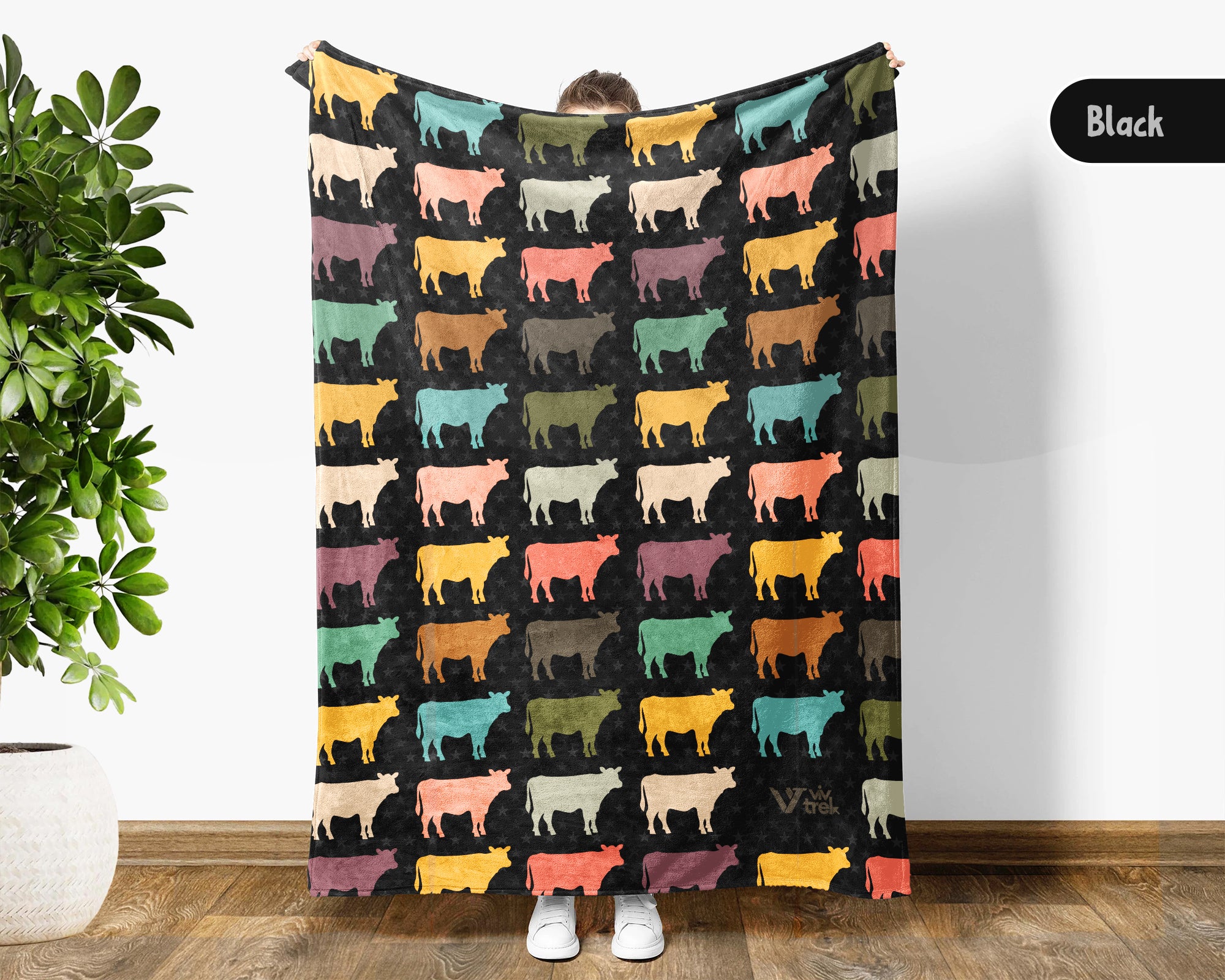 Retro Cow Blanket Gift for Dairy Farmer Cozy Farm Animal Throw Cattle Lover Decor Soft Ranch Style Home Gift