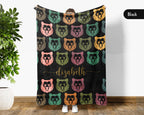 Custom Bear Blanket Personalized Name Retro Wildlife Throw Cozy Rustic Forest Decor Unique Animal Graphic Gift Home Accent