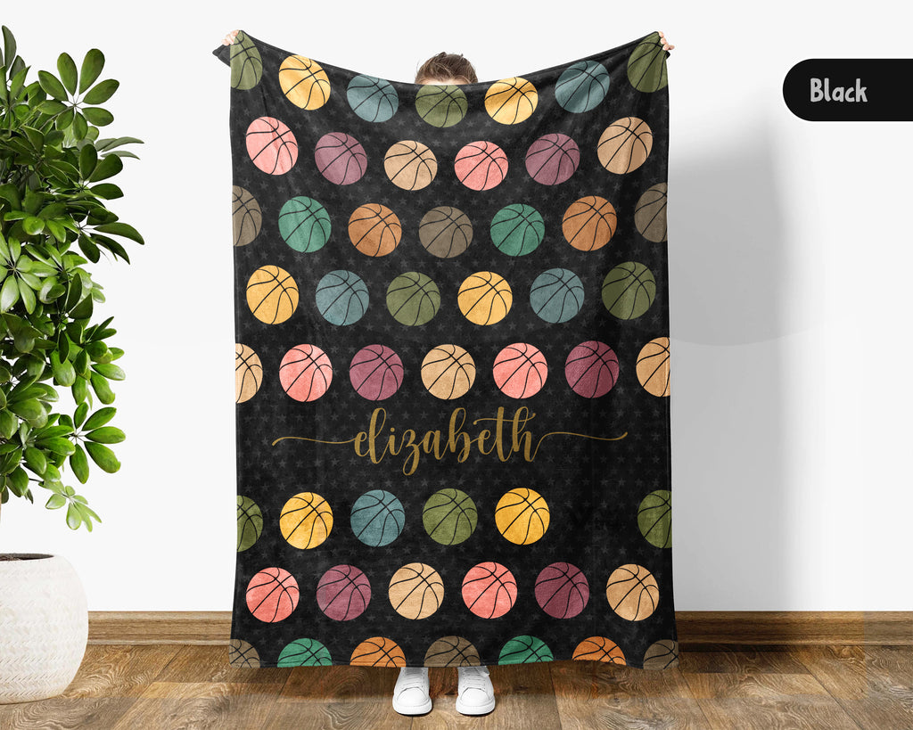 Personalized Basketball Throw – Cozy Custom Name Sports Blanket