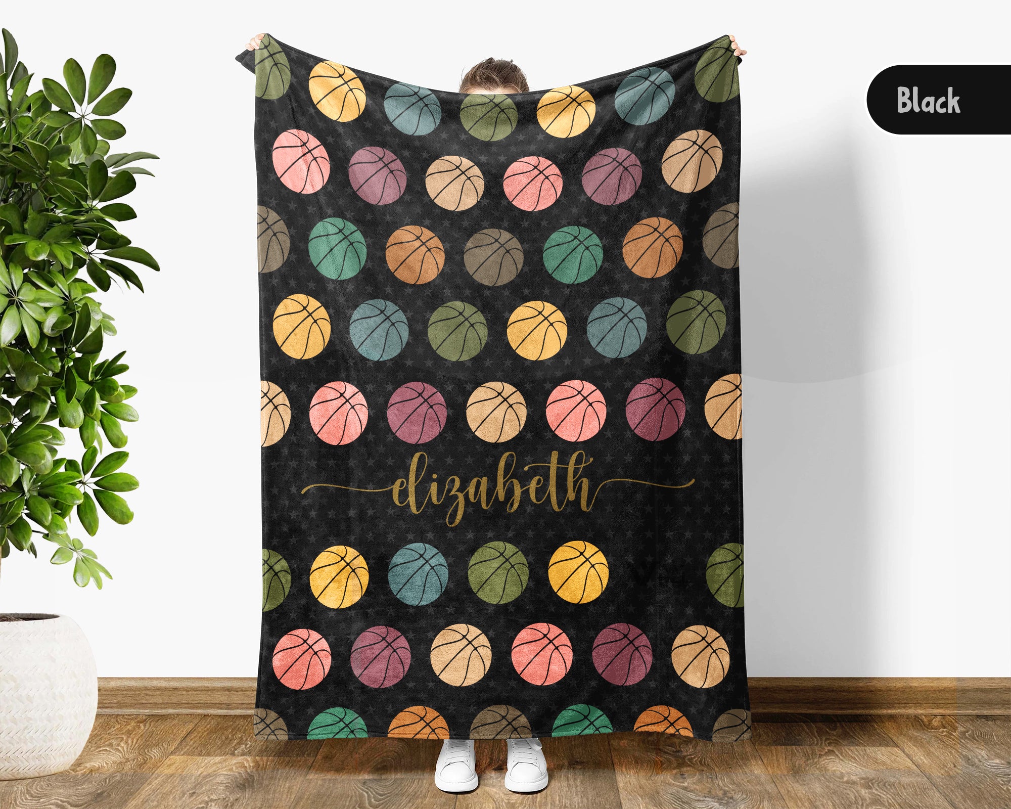 Personalized Basketball Throw – Cozy Custom Name Sports Blanket