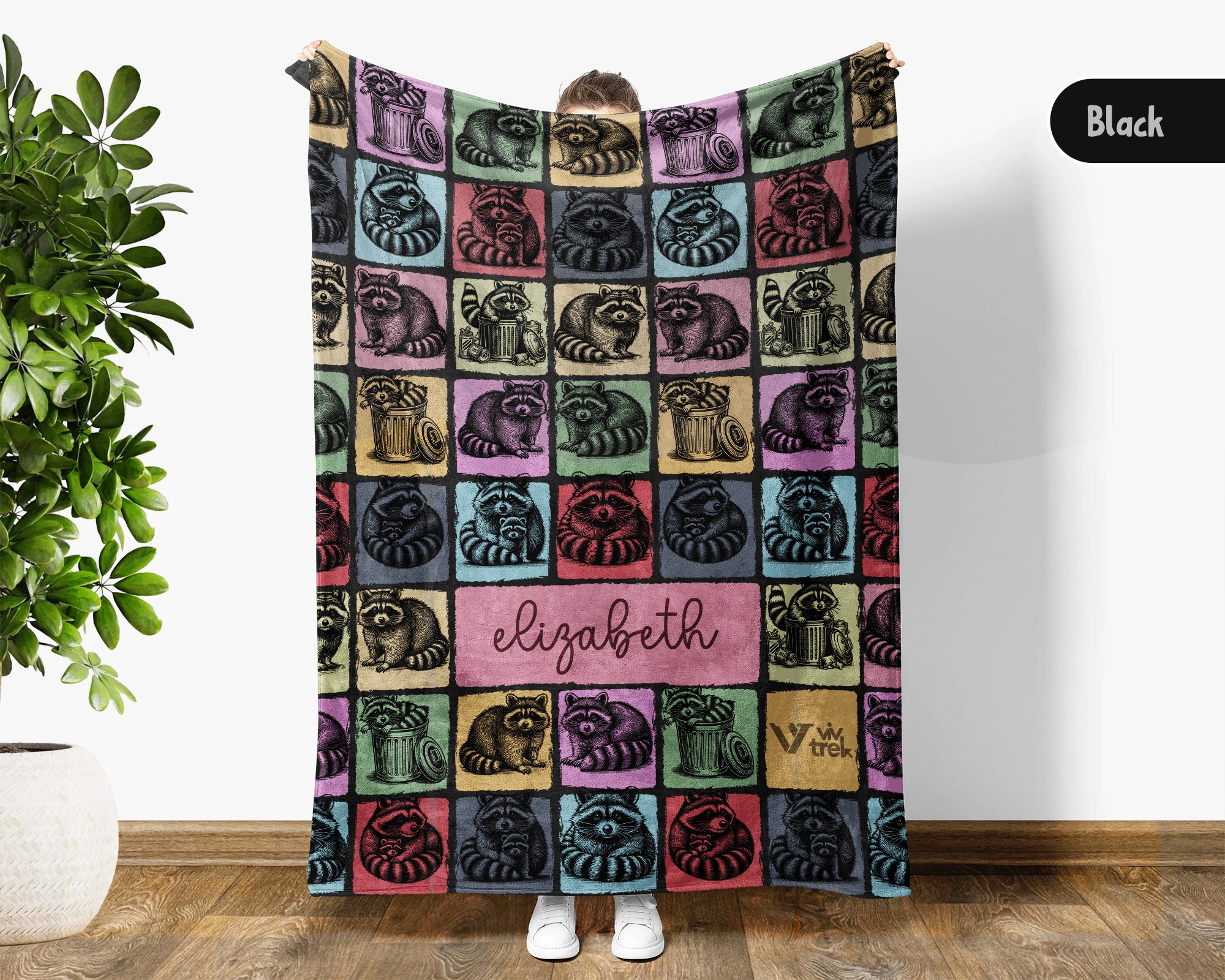 Personalized Raccoon Blanket Funny Animal Lover Throw Soft Wildlife Decor Unique Custom Name Gift for Home