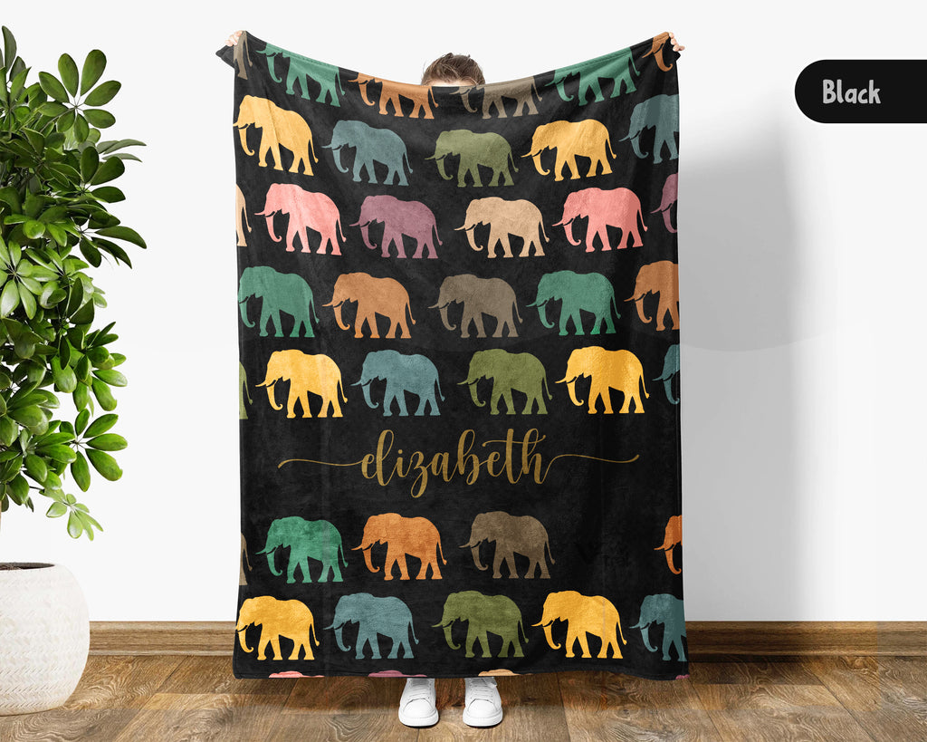 Custom Nane Elephant Blanket – Personalized Cozy Throw for Wildlife Fans