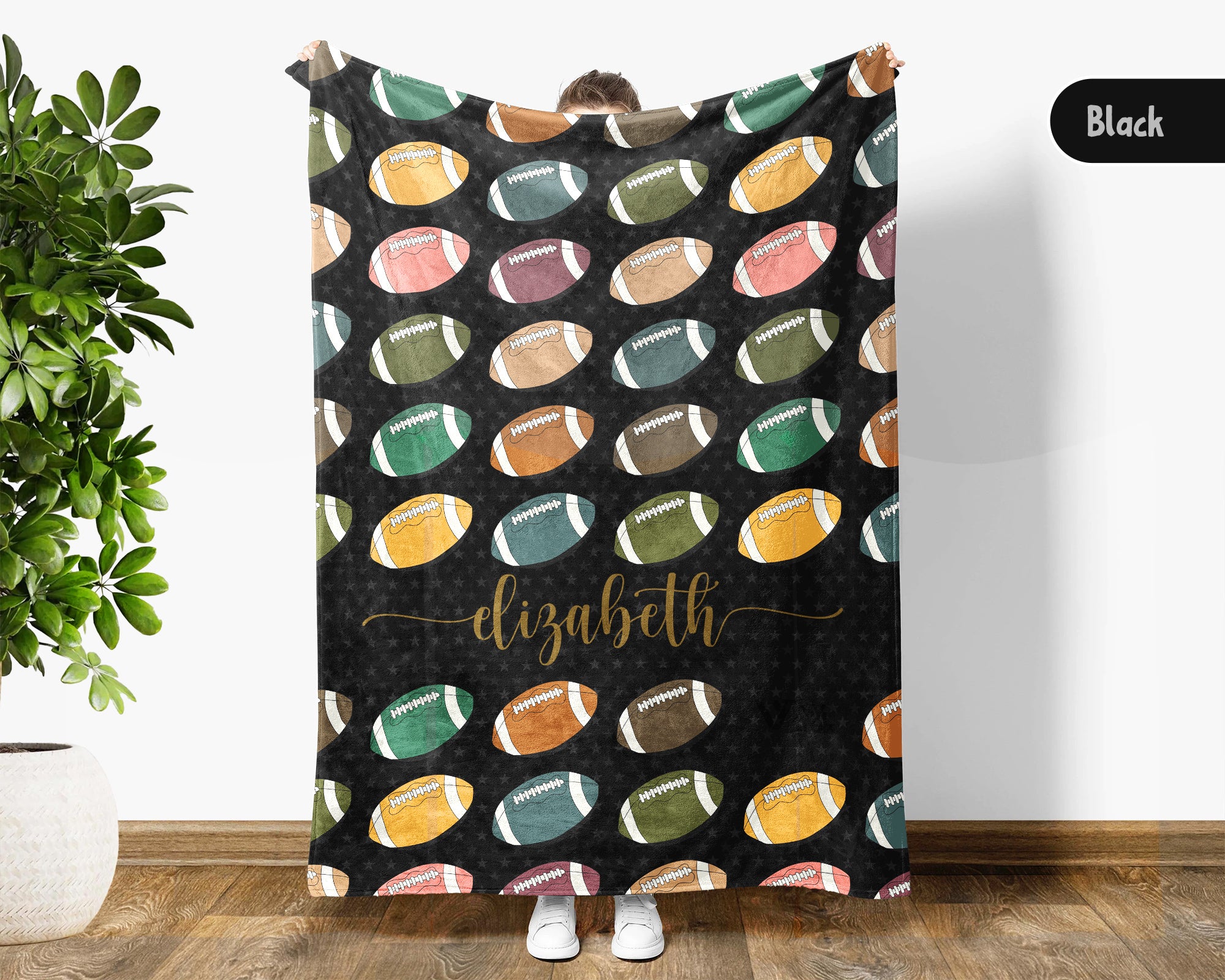 Custom Retro Football Blanket, Personalized Sports Throw for Athlete Fans Game Room Decor and Cozy Gift Ideas