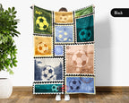 Soccer Lover Blanket Gift, Soccer Stamp Throw for Players, Cozy Unique Football Fan Decor, Cool Sports Graphic Blanket, Soccer Room Accent