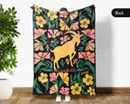 Personalized Floral Goat Blanket with Custom Name, Cozy Floral Goat Throw Gift for Kids Teens Adults, Farm Animal Lover Birthday Gift