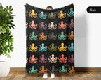 Retro Octopus Blanket Gift for Ocean Lovers, Cozy Sea Creature Throw, Nautical Decor Accent for Bedroom and Living Spaces