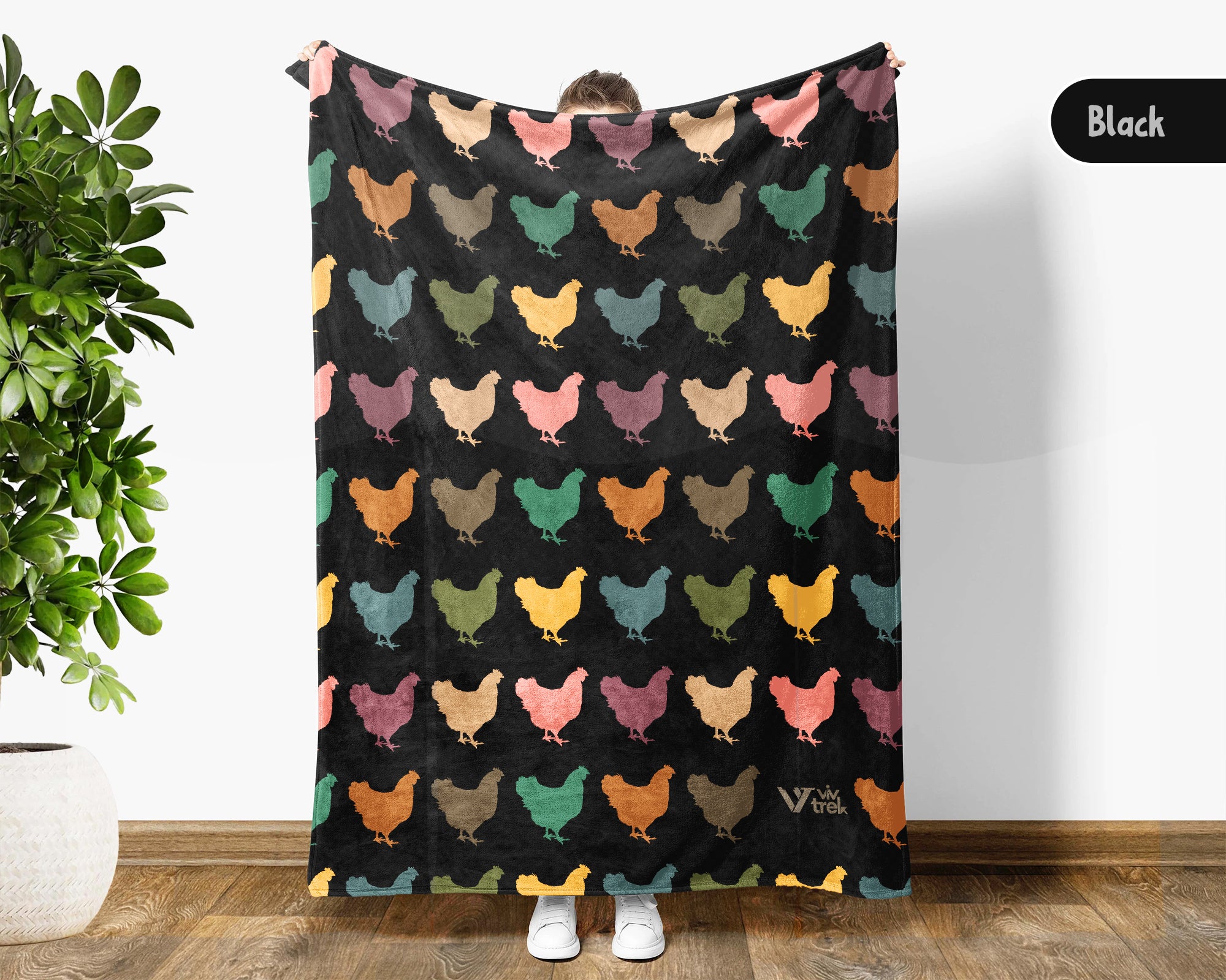 Retro Chicken Throw Blanket – Cozy Farm Animal Gift for Home
