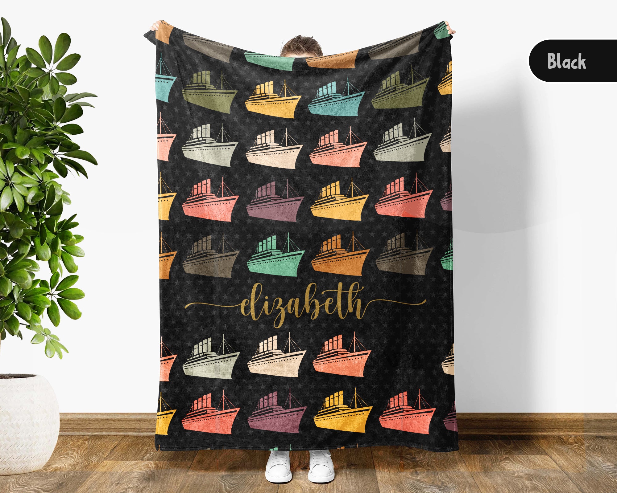 Personalized Titanic Blanket Custom Name Ship Lover Throw Vintage Ocean Graphic Cozy Fleece Nautical Gift Maritime Home Decor Accent