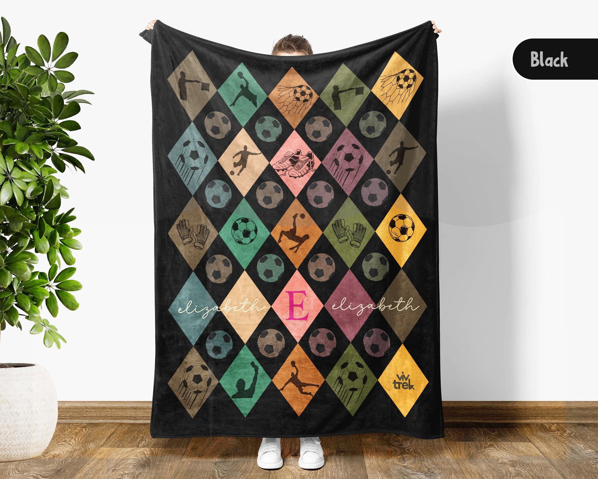 Custom Soccer Blanket, Retro Personalized Name Soccer Throw for Boys and Girls, Unique Soccer Lover Gift, Cozy Sports Blanket