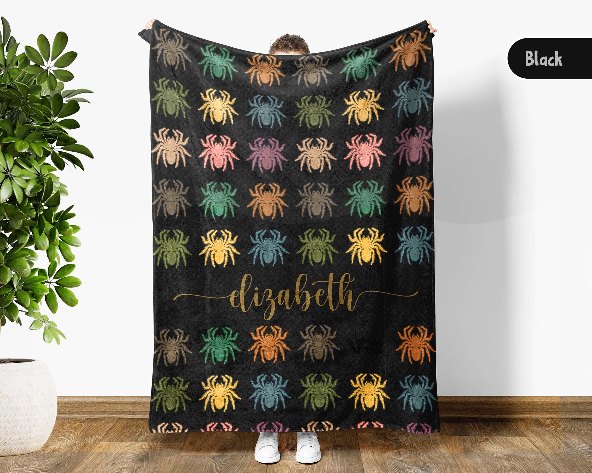 Personalized Tarantula Throw Custom Name Spider Lover Blanket Retro Arachnid Design Exotic Pet Owner Gift Home Accent Decor