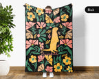 Personalized Floral Otter Blanket with Custom Name, Cozy Floral Throw for Kids Teens Adults, Cute Otter Lover Birthday Gift