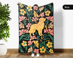 Floral Golden Retriever Blanket – Cozy Dog Lover Throw Gift
