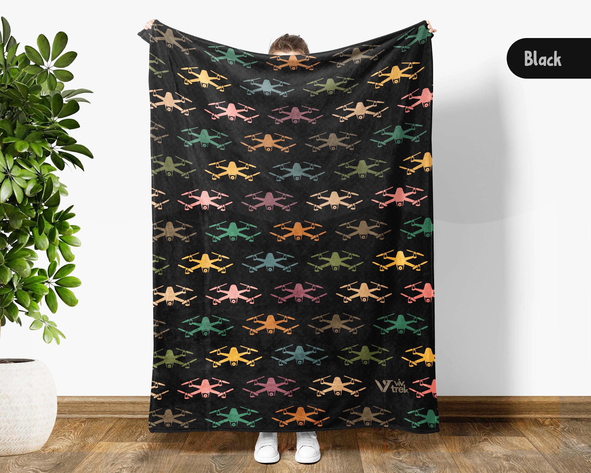 Retro Drone Throw Blanket – Cozy Gift for FPV Drone Enthusiasts