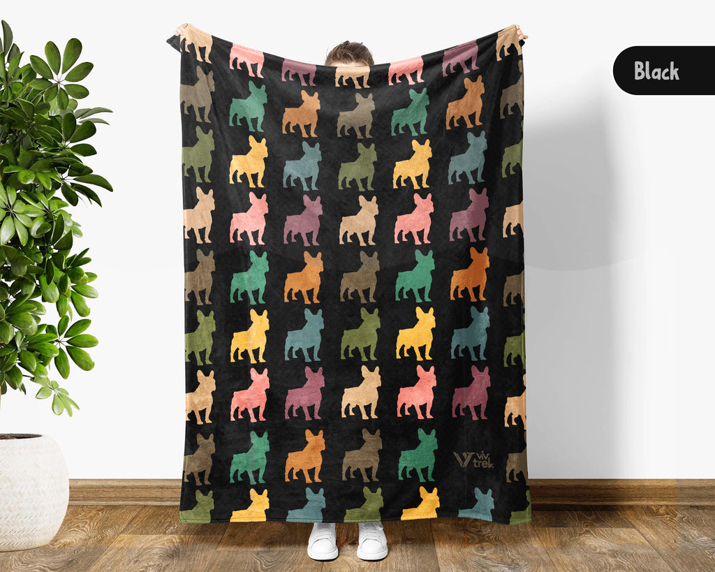 Vintage French Bulldog Blanket Cozy Frenchie Lover Throw Gift