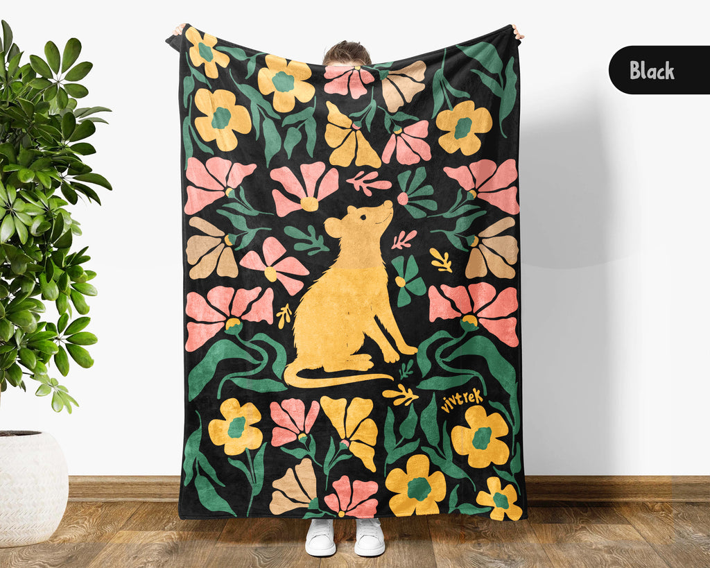 Floral Possum Blanket – Cozy Vintage Opossum Lover Throw Gift