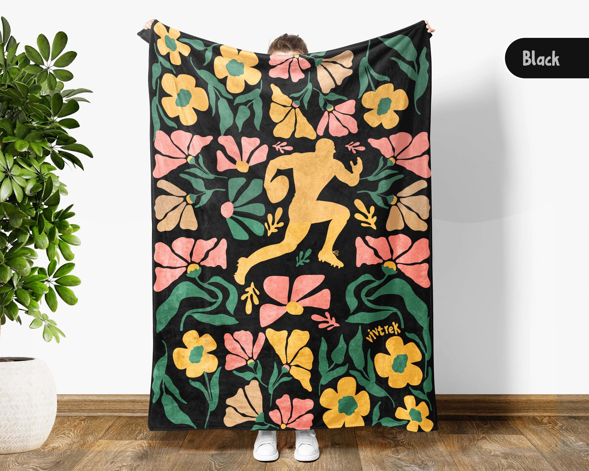Floral Rugby Player Blanket – Cozy Sports Lover Throw