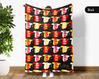 Retro Spain Blanket Throw with España Flag Design, Cozy Barcelona Madrid Inspired Decor, Europe Travel Lover Gift Blanket