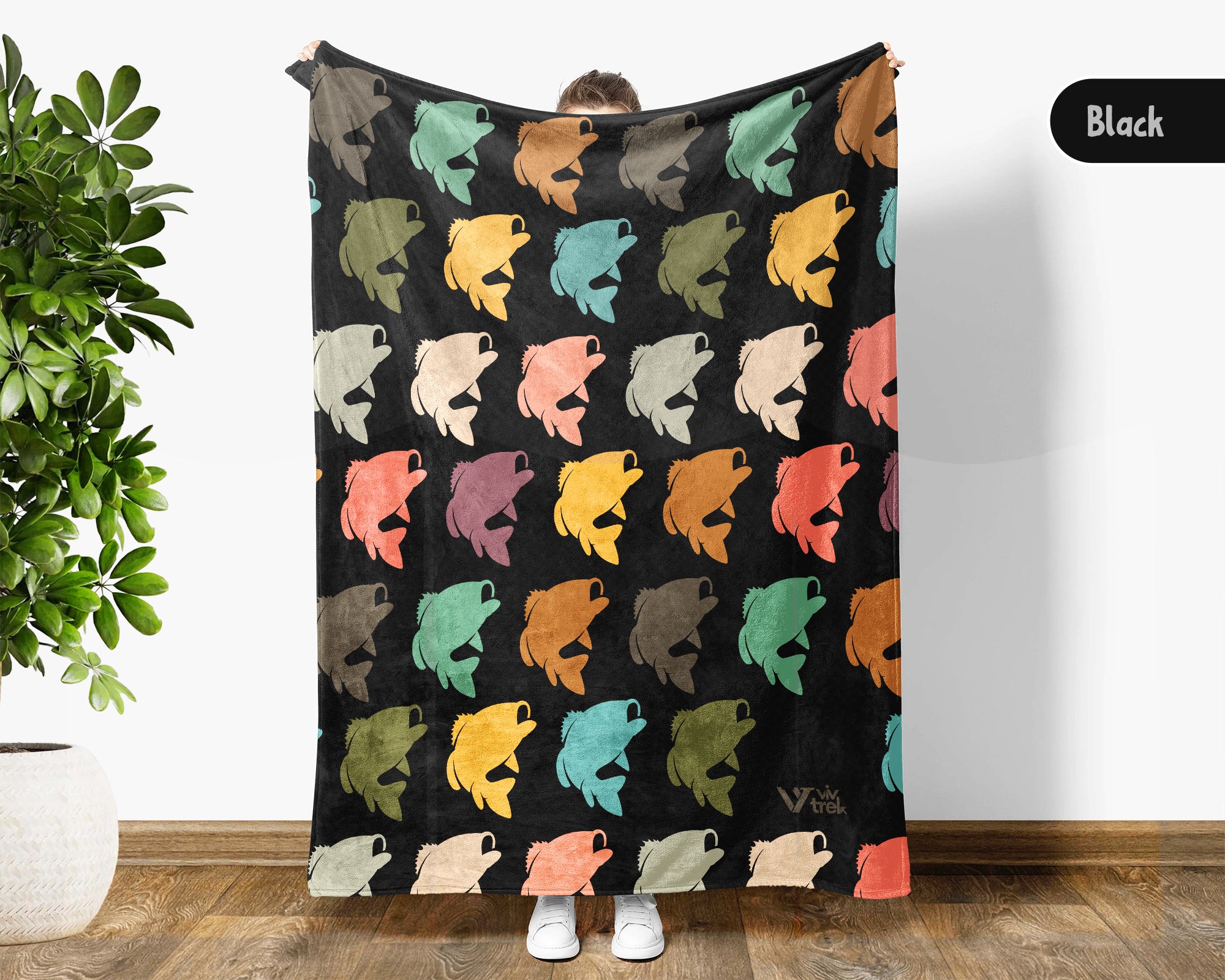 Retro Fishing Throw Cozy Angler Blanket Soft Outdoor Decor Unique Fisherman Gift for Cabin Adventure Lovers