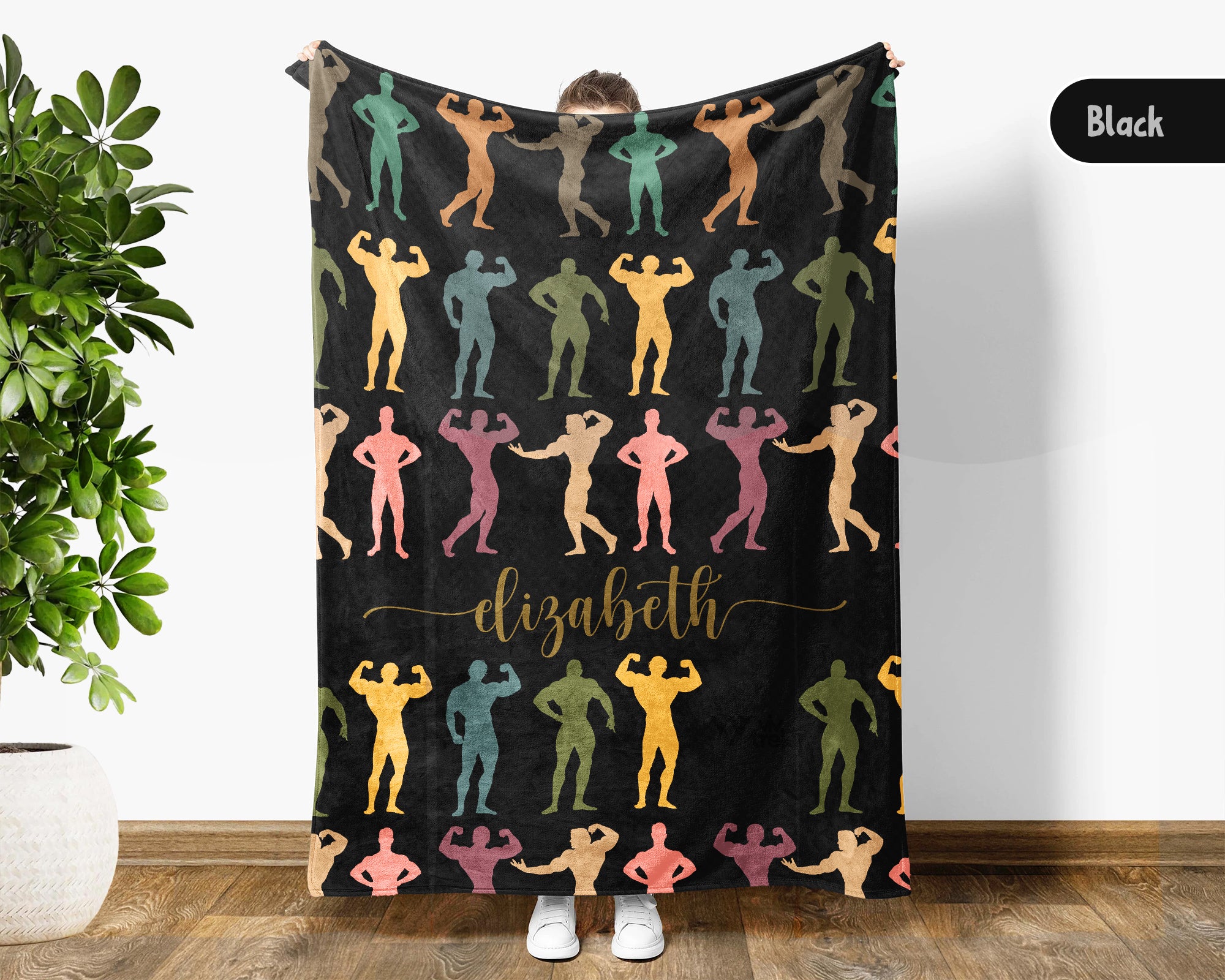 Custom Name Fitness Blanket Bodybuilding Throw Gift, Cozy Gym Lover Blanket for Athletes, Sporty Home Decor Accent