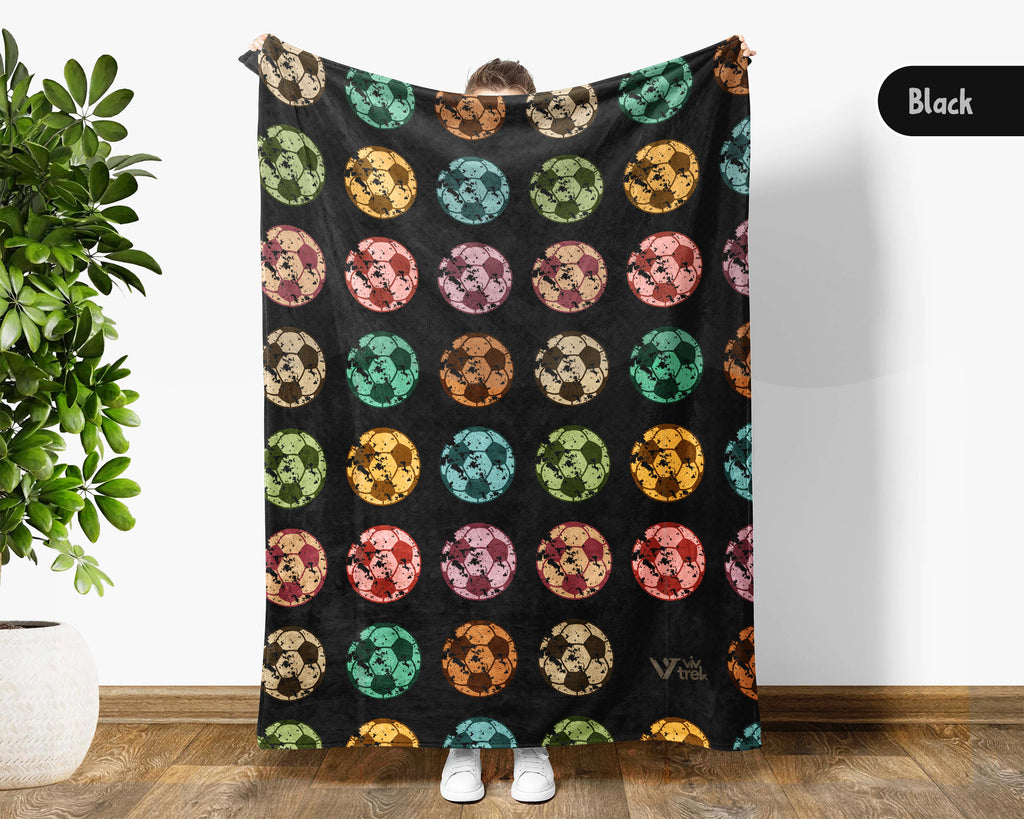 Retro Soccer Blanket Gift Cozy Sports Throw Soft Football Graphic Decor Unique Player Gift for Match Day Fans