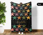 Personalized Starfish Blanket Custom Name Ocean Lover Throw Cozy Coastal Gift Sea Life Inspired Home Decor Accent