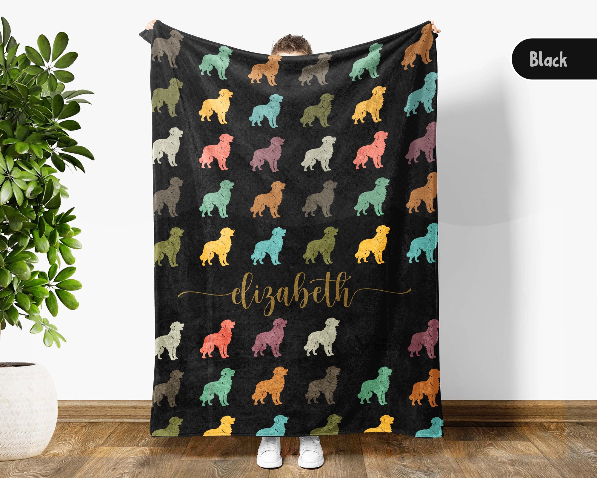 Custom Name Golden Retriever Blanket – Personalized Cozy Dog Lover Throw