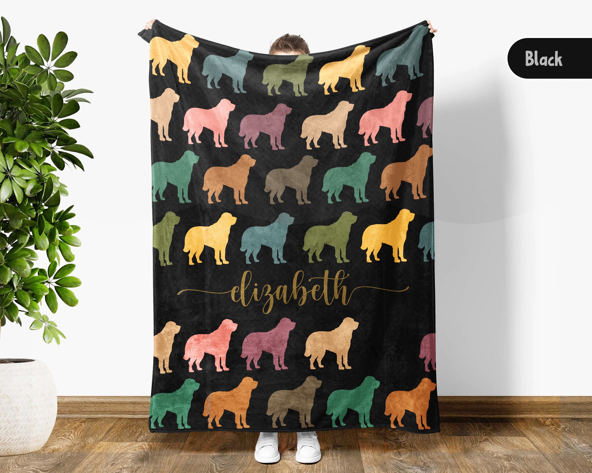 Personalized St Bernard Dog Blanket Custom Name Vintage Puppy Throw Cozy Pet Lover Gift Dog Breed Blanket for Home Decor and Gifts