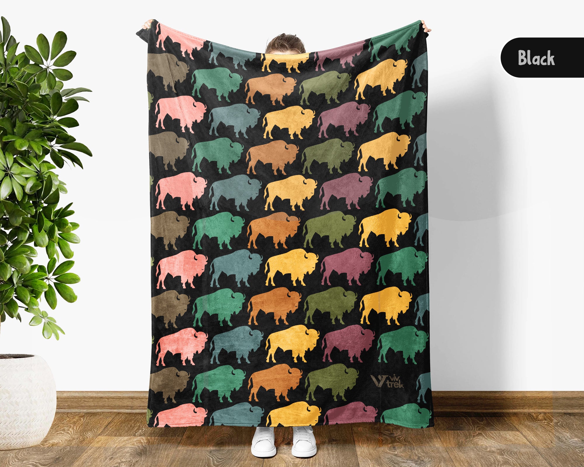 Retro Bison Blanket Cozy Buffalo Throw Vintage Style Wild Animal Blanket Rustic Wildlife Home Decor Unique Nature Lover Gift Idea