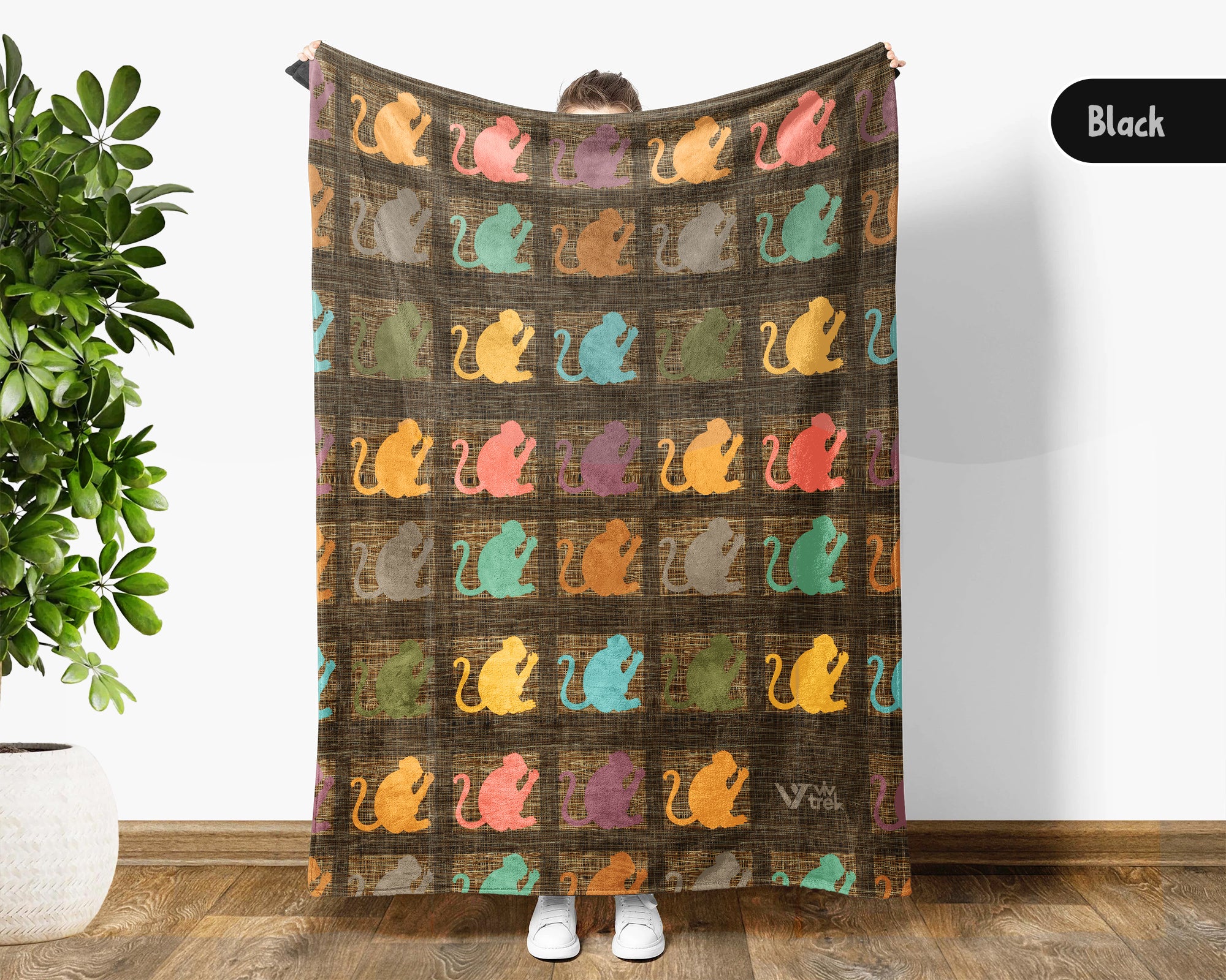 Retro Monkey Lover Blanket Cozy Jungle Wildlife Throw Gift