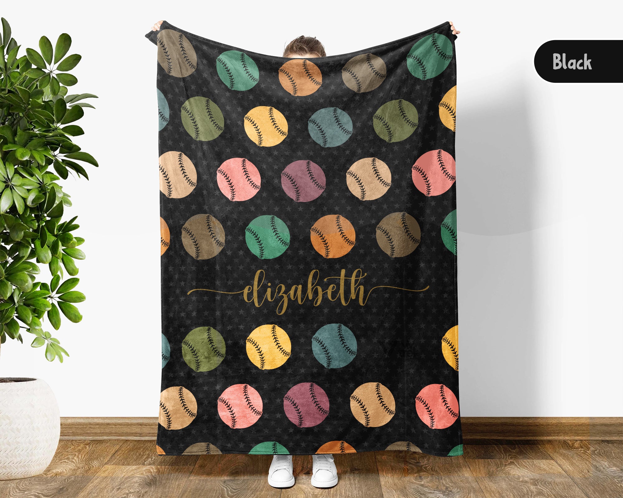 Personalized Name Baseball Throw Blanket – Cozy Gift for Baseball Lovers